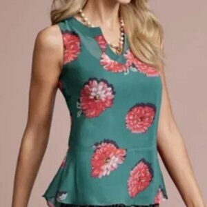 CAbi #3445 Blushing Floral Peplum Blouse – XL – Pink Floral
